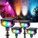 Brizled 4 Pack RGB Solar Spot Lights Outdoor, 360° Rotation 9 Colors & 11 Modes Color Changing Spotlights Outdoor Landscape Lights Solar Spot Landscaping Pathway Lighting for Path Garden Yard Patio