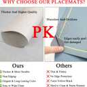 Faux Leather 100% Waterproof Oil-Proof Wipeable Heat Resistant Vinyl Placemats Set of 6 for Dining Table, Kitchen, Coffee Table, Indoor & Outdoor, Non-Slip, Easy Clean, Parties & GiftsLight White