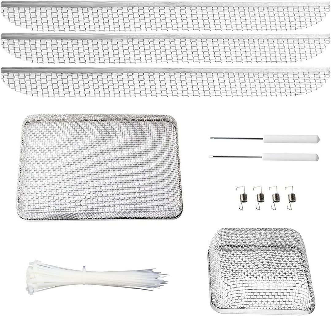 RV Furnace Vent Cover Flying Insect Screen for Camper Vents Protects RV Furnaces from Insects Stainless Steel Mesh with Installation Tool