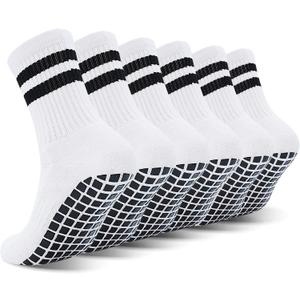 ELUTONG Youth Grip Soccer Socks Kids Grips Athletic Sports Crew Sock for Baseball Football Basketball Boys Girls 6 Pack (Yellow), One Size