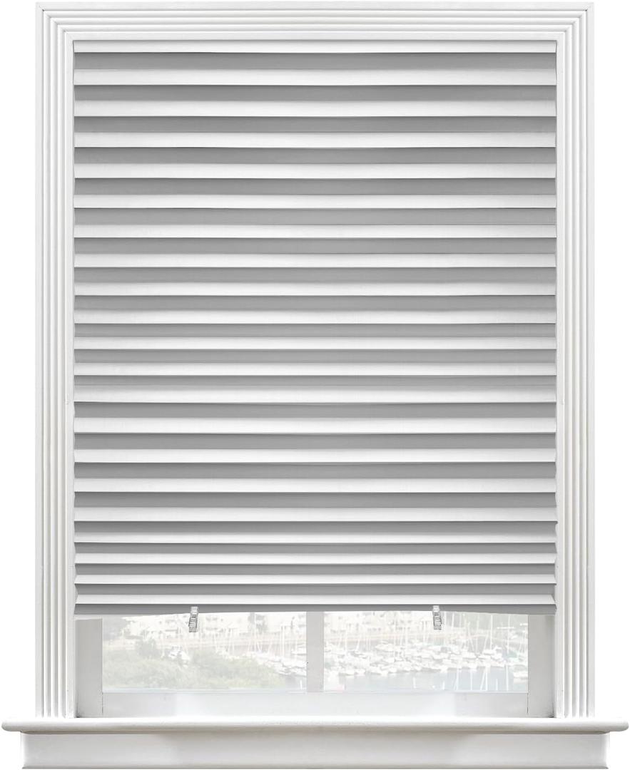 6 Packs Cordless Light Fully Blocking Pleated Shade Blinds Light Filtering 36 in x 72 in Easy to Cut and Install, White