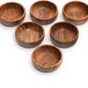 Acacia Wood Bowls: Handcrafted, Rustic, 6 Bowls of 3.75-inch, 0.25 liters Capacity Each