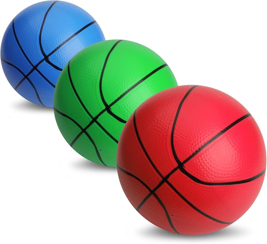 Mini Foam Basketball for Hoop, 5" Squeeze PU Balls for Over The Door Hoop, Replacement Balls for Kids Adults, Beach Indoor Outdoor Sport Game Gift Set 3 PCS (Rainbow) (Multicolored)