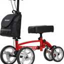 ELENKER Steerable Knee Scooter, Foldable Knee Walker with Basket Dual Braking System, Knee Scooters for or Angle and Injured Foot Broken Red