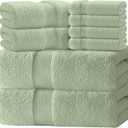 White Classic Luxury Bath Towel Set of 8 Pieces - 100% Turkish Cotton Highly Absorbent Towels for Bathroom, 2 Luxury Bath Towels 700GSM, 2 Hand Towels, 4 Washcloths, Green (11: Mint Green)