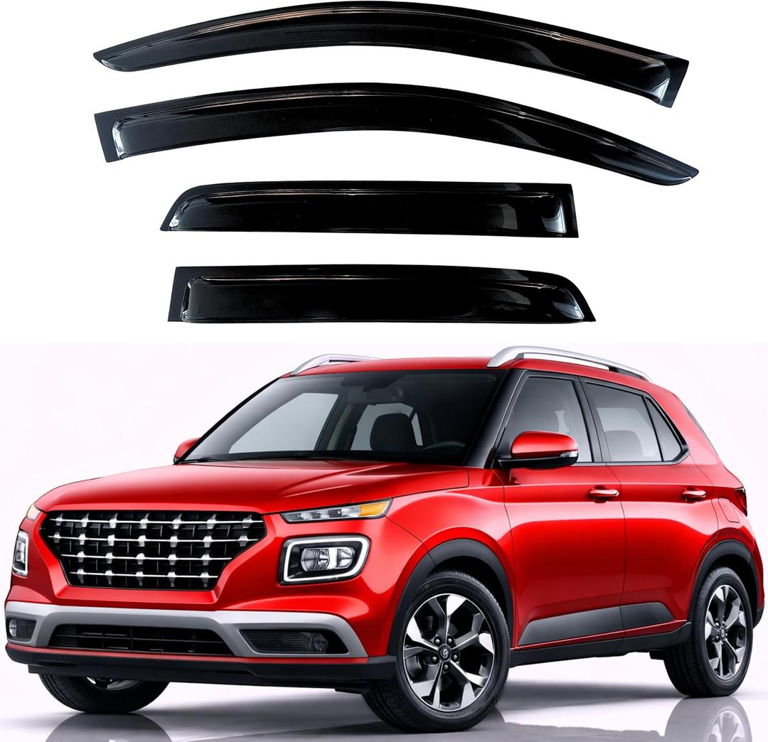 KPY Rain Guards Fit for 2020-2023 Hyundai Venue, Out-Channel Window Visors Vent Wind Deflectors 4PC, Car Accessories for 20-23 Venue