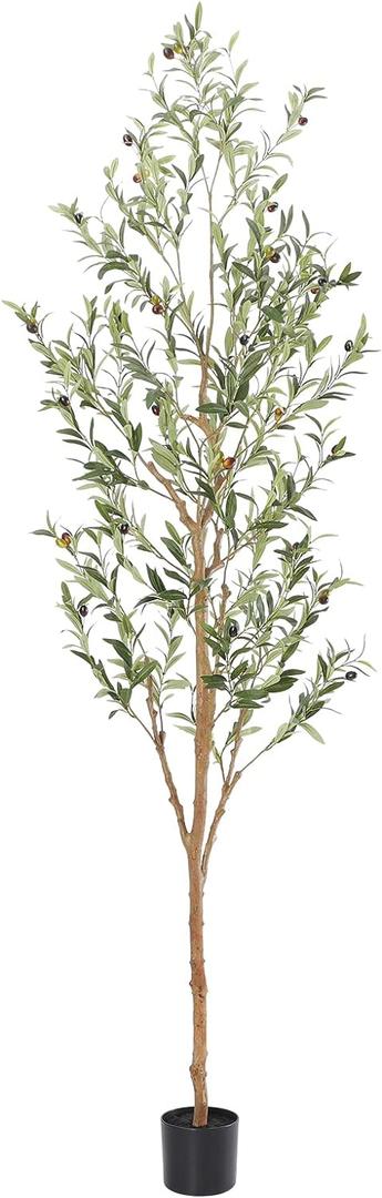 Faux Olive Tree 7ftOlive Trees Artificial Indoor with Natural Wood Trunk and Realistic Leaves and Fruits. 7 Feet(84in) Fake Olive Tree for Home House Office Dcor.