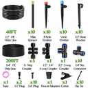 240FT Drip Irrigation System for Garden: 1/2" Quick Connect PE Tubing Automatic Water Sprinkler Kit Adjustable Misting Part 1/4" Watering Hose for Outdoor Raised Bed Plants Flower Yard Greenhouse