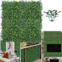 Artificial Grass Wall Panel Backdrop,10 X 10 in 16P(11.2 sqft) UV-Anti Greenery Boxwood Panels for Indoor Outdoor Green Wall Decor & Ivy Fence Covering Privacy (10"X10" 16P)
