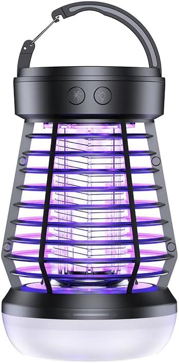 Portable Bug Zapper Indoor Outdoor, 2025 Upgraded Mosquito Zapper 3-in-1 Rechargeable Mosquito Killer & Camping Lamp,Suitable for Patio, Home, Backyard, Yard, Garden, Campsite (Black)