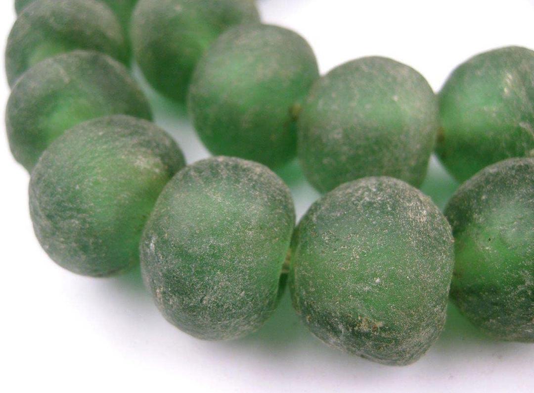 Jumbo Recycled Glass Beads, 2125mm African Sea Glass for Wall Hangings, Coffee Table Decor, Shelf Styling, and Home Accents (Light Green) The Bead Chest