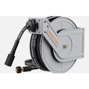 Giraffe Tools Pressure Washer Hose Reel with 60ft Replaceable Hose, Power Washer Retractable Hose Reel, Heavy Duty, Wall/Floor Mounted, 4000 PSI