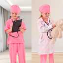 Liberry Doctor Costume for Kids, Toddler Doctor Dress Up Clothes with Real Stethoscope, Career Day Role Play Gift for Girls