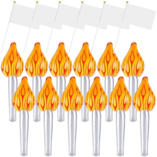 WXYWLIFB 6 Pack Inflatable Torch Fun Torch Inflates,Plastic Fake Torch and Hand-Waving Flags for Games Competition Decorations Sports Competitions Stage Performance Props