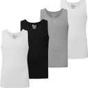 New Balance Men's Cotton Performance Rib Sleeveless Tank Top Undershirt (3 Pack Or 4 Pack) (Medium, Black/White/Lt. Heather Grey)