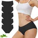 FALARY Womens Underwear,Bamboo Viscose Blend,Moisture-Wicking Briefs, Soft and Breathable Panties, Mid Waist, 5-Pack (Black, M)