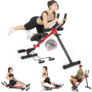 Yoleo 2 in 1 Ab & Rowing Machines for Home, Foldable Ab Workout Equipment, Ab Trainer Machine for Stomach Workout, Ab Crunch Machine with Foam Support,7-Length Adjustable Ab Machine for Home Exercise
