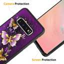 SAKUULO for Samsung Galaxy S10 Case, [Screen Protector + Kickstand] Purple Butterfly Design,Tire Texture Anti-Slip Shockproof Thin Protective Case for Samsung Galaxy S10 6.1 Inch (2019)