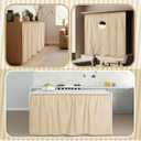 VitalCozy Cabinet Curtains 28" W x 51" L Sink Skirt for Bathroom Kitchen Office Desk Brown Stripes Cabinet Curtains for Classroom Office Home Drape Under Desk Privacy Drape for Laundry Room