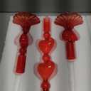 Mumufy 3 Pcs Valentine's Day Glass Candlestick Holders Heart Glass Taper Candle Holder Valentines Heart Candle Stick Vase Decor for Galentine's Day Wedding Festival Party Table Centerpiece(Red)