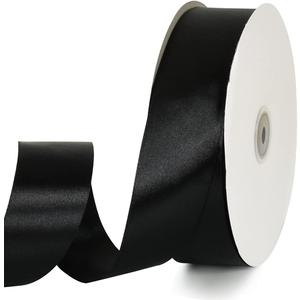 TONIFUL 1-1/2 Inch (40mm) x 100 Yards Black Wide Satin Ribbon Solid Fabric Ribbon for Gift Wrapping Chair Sash Valentine's Day Wedding Birthday Party Decoration Hair Floral Craft Sewing (1.5 in x 100 yds)