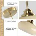 KCO Lighting Modern Globe Ceiling Light Brass Dome Pendant Light Yellow Glass Pendant Light Brushed Gold Pendant Lighting Adjustable Hanging Ceiling Light for Dining Room