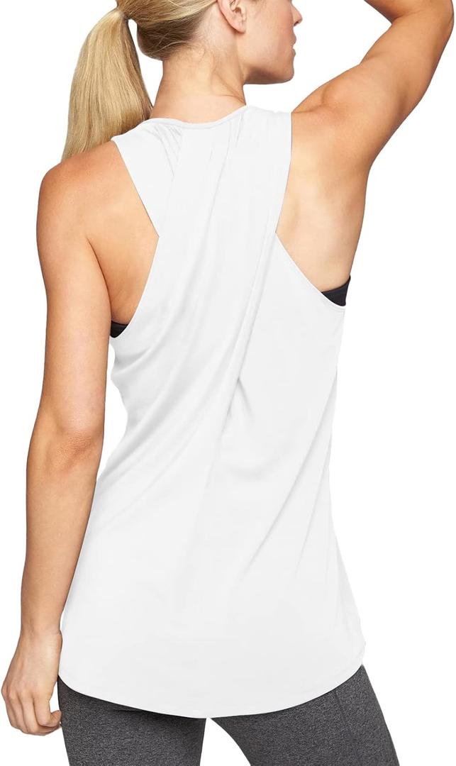 Mippo Workout Tops for Women Yoga Athletic Shirts Tank Tops Gym Summer Workout Clothes (White, XL)
