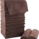 MOONQUEEN Ultra Soft Premium Washcloths Set - 12 x 12 inches - 24 Pack - Quick Drying - Highly Absorbent Coral Velvet Bathroom Wash Clothes - Use as Bath, Spa, Facial, Fingertip Towel (Wood Brown)