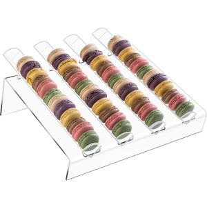 Acrylic Macaron Display Tray, Macaron Cookie Display Stand with 4 Slots