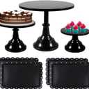 Cake Stand,7Pcs Round Metal Cake Display Stand 8/10/12Inch Dessert Table Decorations Set Cupcake Holder Party Serving Plate for Baby Shower ,Wedding ,Birthday Party ,Anniversary (Black)
