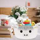Highland Cow Basket for Nursery, Small Gift Basket, White Round Woven Cotton Rope Storage, Baby 0rganizer with Ears Handles, Blanket Towel Decor Empty Storage Bins,8.2 x 4.7 in