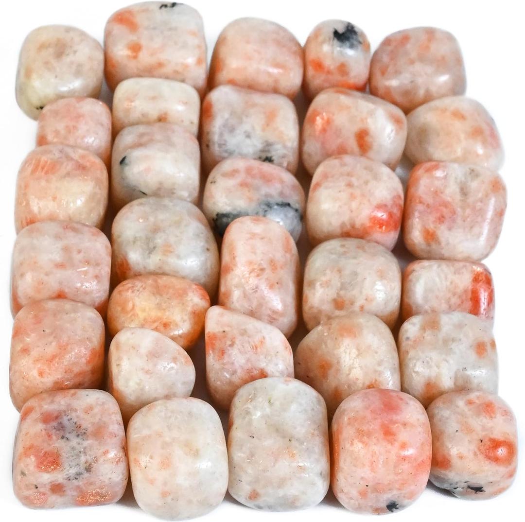 Crocon (2200+ Carats) Sunstone Tumbled Stones and Crystals bulk Natural Crystal Kit for Reiki Healing Crystal Polished, Tumble Stones, Chakra Balancing, Reiki Gift, Home Decor Size : 20-25 mm (1 Pound)