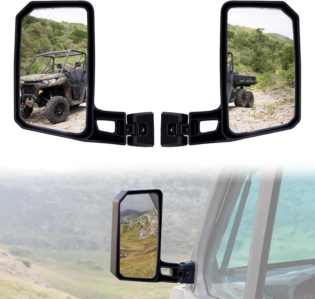 A & UTV PRO Side Mirrors for 2016-2025 Can Am Defender Accessories Adjustable Folding Wider Convex Rear View Mirror Replace #715008100, 2PCS
