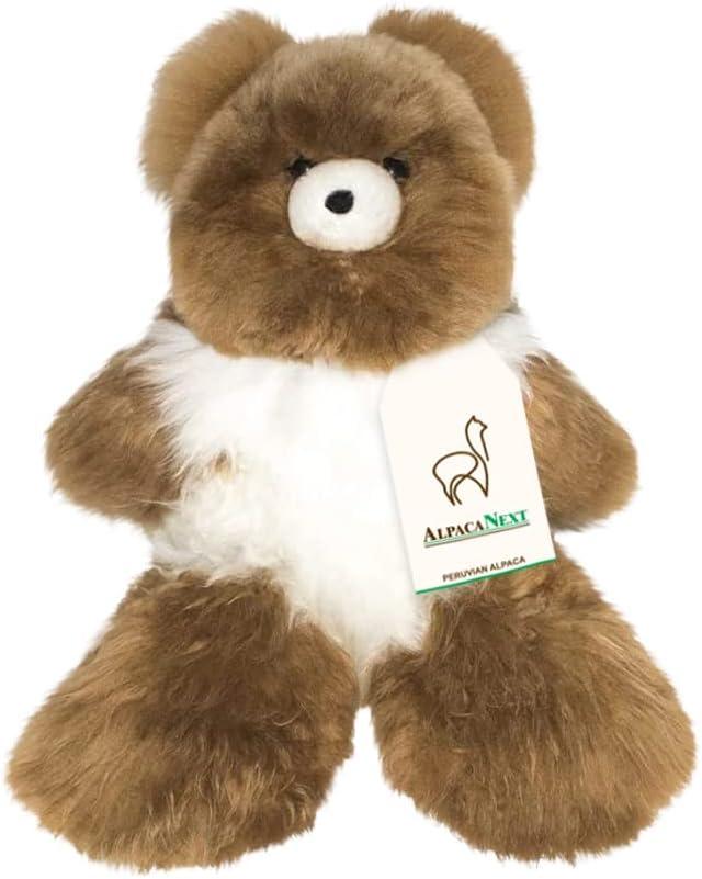 Alpaca Bear Stuffed Animal Crafted in Luxury Alpaca Wool Hypoallergenic & Ultra-Soft Toy Perfect for Cute Nursery Decor and a Huggable Gift (Brown & White, 18 inches)