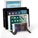 Prosumer's Choice Universal Charging Rack Organizer - Multi Device Stand Holds 5 Tablets or Smartphones - Desktop Tablet Holder and Storage Station - Compact Tech Organizer Dock for Home or Office (Black)