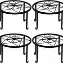 4 Pack Black Metal Potted Plant Stand for Indoor and Outdoor Plants 9.1 inches Heavy Duty Flower Pot Planter Holder, Metal Rustproof Iron Garden Container Round Supports Rack for Planter Pumpkin Stand