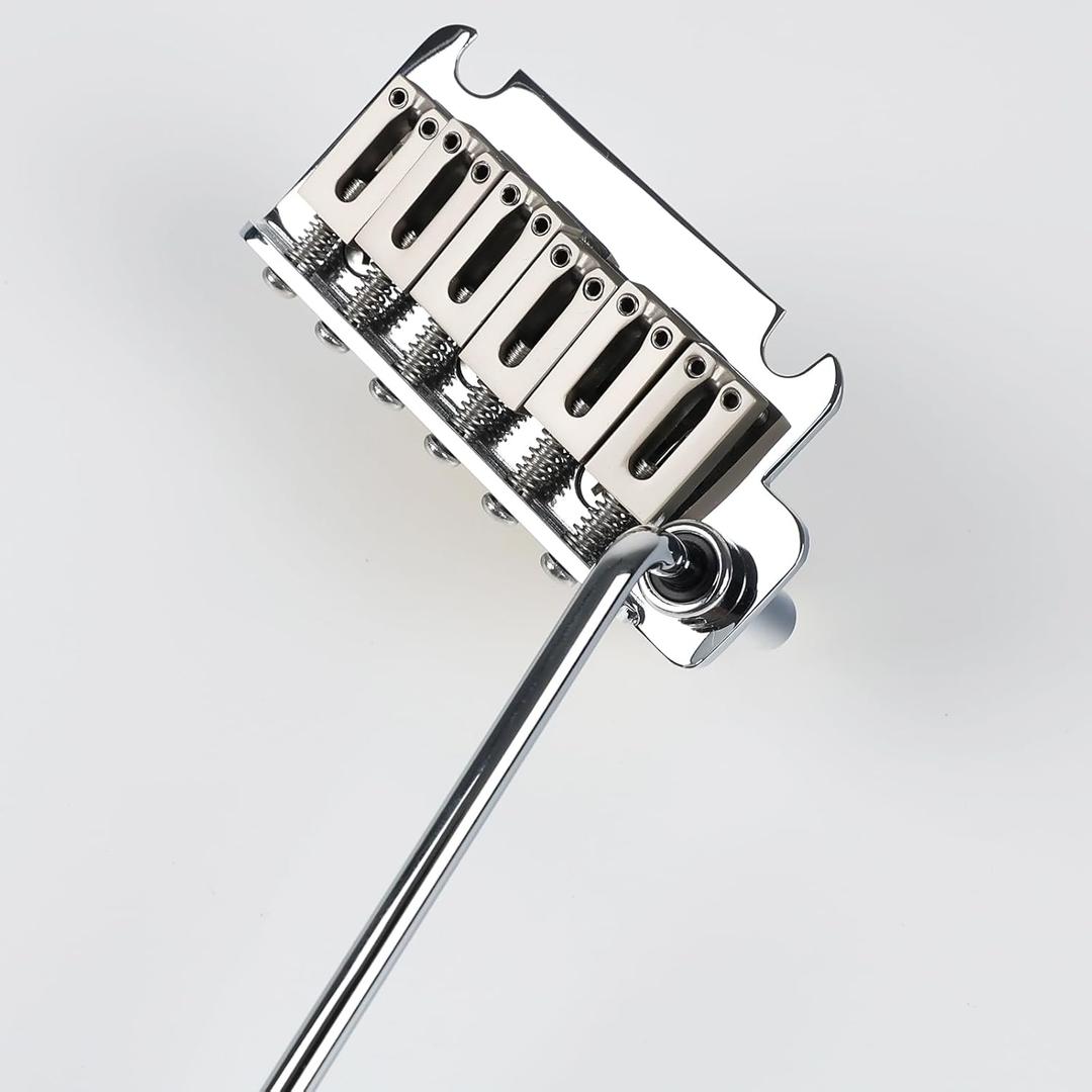 Electric Guitar Bridge Chrome 2-Point Tremolo Bridge 10.5mm with Brass Block and Zinc Alloy Saddles Electric Guitar Parts for 6 String Start Stratocaster