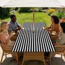 Rectangle Outdoor Tablecloth with Umbrella Hole and Zipper Waterproof Rectangle Fitted Tablecloth with Elastic Edge, Wipeable Outdoor Table Cover for Patio, Garden, Picnic 72" x 30"