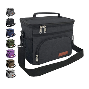 ExtraCharm Insulated Lunch Bag for Women/Men - Reusable Lunch Box for Office Picnic Hiking Beach - Leakproof Cooler Tote Bag Organizer with Adjustable Shoulder Strap for Adults - Black
