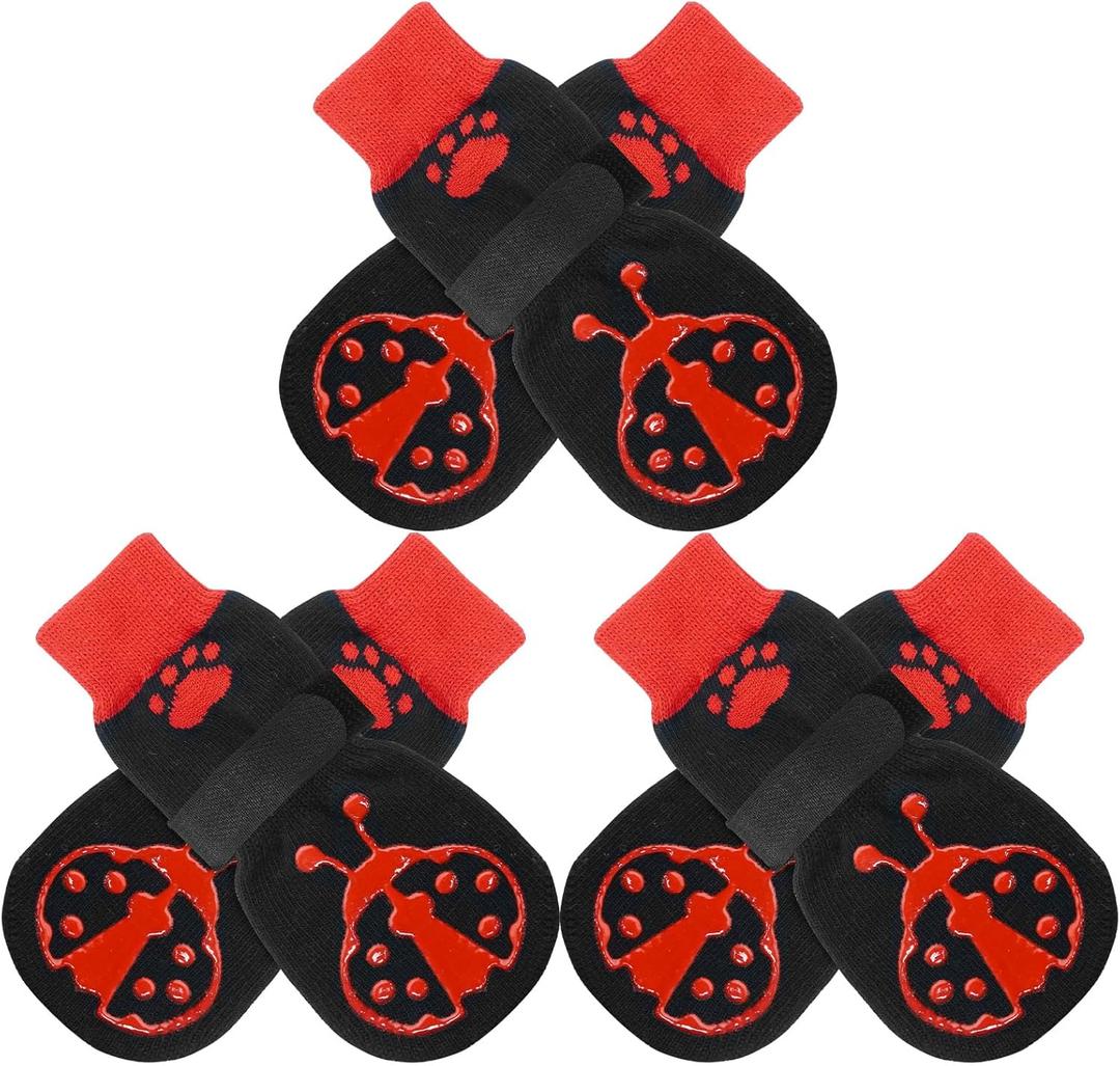 EXPAWLORER Anti Slip Dog Socks to Prevent Licking Paws,Winter Dog Boots & Paw Protectors,Dog Booties for Hardwood Floors with Grippers,Dog Shoes for Hot/Cold Pavement Senior Dog S