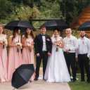 Reginary Black Umbrella Bulk Wedding Stick Umbrellas Large Canopy Windproof Rain Auto Open J Hook Handle for Adult