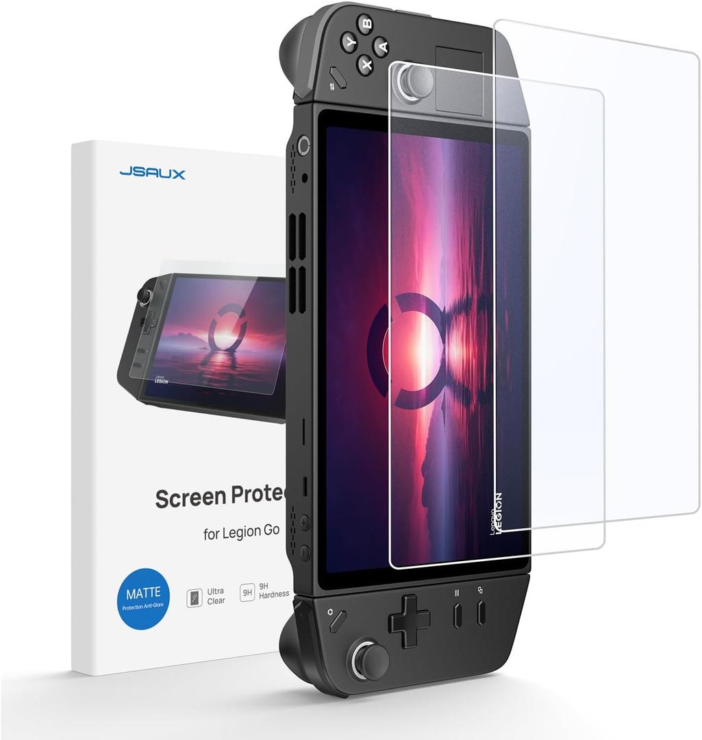 JSAUX 2-Pack Screen Protector for Legion Go, Anti Glare Screen Protector 9H Hardness Edge-to-Edge Scratch Resistant Matte Tempered Glass Compatible with Lenovo Legion Go