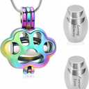 Pet Cremation Jewelry for Ashes Paw Memorial Locket Urn Necklace Keepsake Cremation Jewelry for Dog/Cat (Customize)