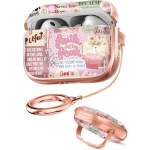 Joyleop for AirPods Pro 3 Case with Safety Lock - Cute Girly Aesthetic Design for Women Grils Hard Protective Cover for AirPod Pro 3rd Case with Keychain & Phone Stand,Christian (Bible)