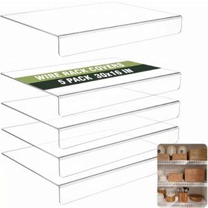 Geetery 5 Pcs 30" W x 16" D Wire Shelf Covers for Shelving, Wire Rack Covers for Pantry, Clear Acrylic Sturdy Panel Cover Damp Proof Liners for Kitchen Storage Organization
