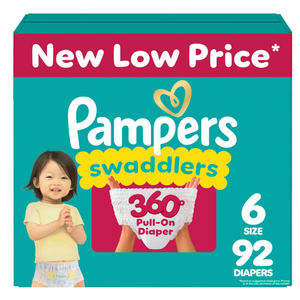 Pampers Diapers - Swaddlers 360 - Size 6, 92 Count, for up to 100% Leakproof Premium Skin Protection (Packaging May Vary)