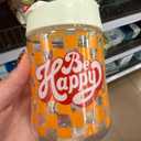 "Be Happy" Plastic Sipper & Straw