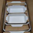 Sweejar Casserole Dishes for Oven, Ceramic Bakeware Set of 4, Rectangular Baking Dish with Handles, Lasagna Pans for Cooking, Gratin, Roasting, Banquet and Daily Use (Kiln-Change White)