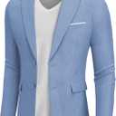 COOFANDY Mens Blazer Casual Two Buttons Sport Coat Slim Fit Lightweight Suit Jackets (3X-Large, Light Blue)