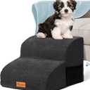 Topmart High Density Foam Pet Steps 2 Tiers,11.8" High,Non-Slip Dog Stairs,Soft Foam Dog Ramp Ladder,Best for Injured,Older Cats,Pets with Joint Pain,Suitable for Low Sofas,Stairs,Lower Place (Black)